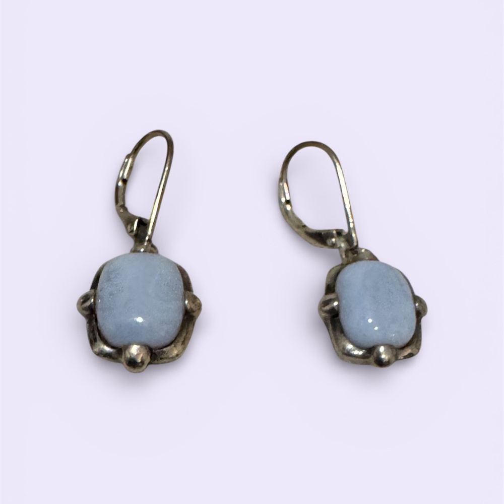 Sterling Silver Lavender colored stone Drop Earrings